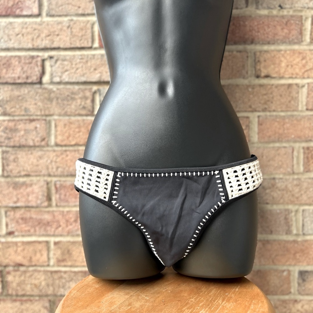 A bikini bottom by Victoria’s Secret. Black. In size medium.